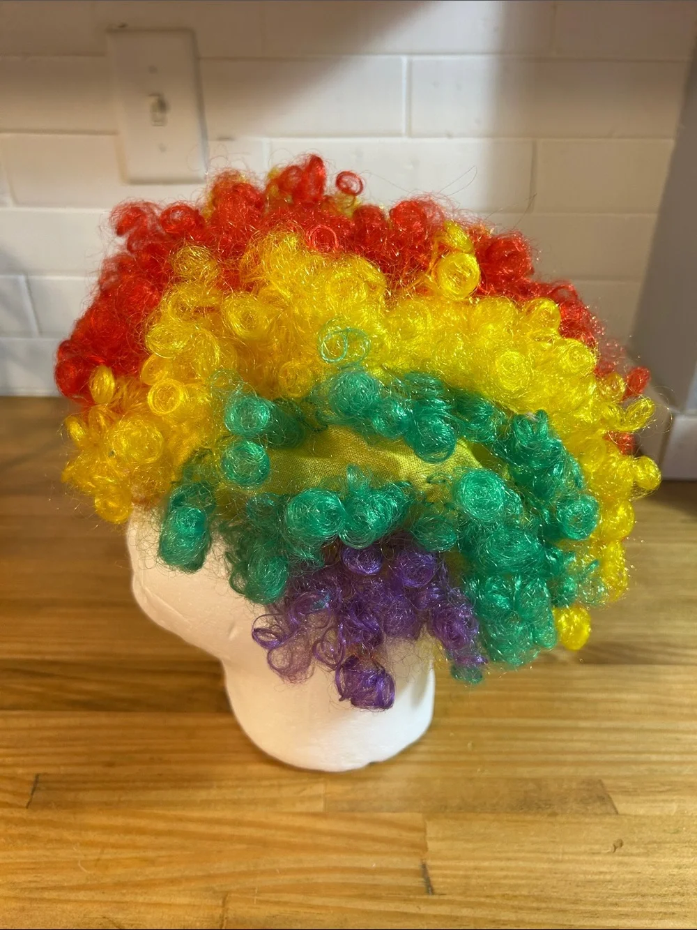 Multicolor Clown Curly Wig - Bright Rainbow Synthetic Hair Halloween